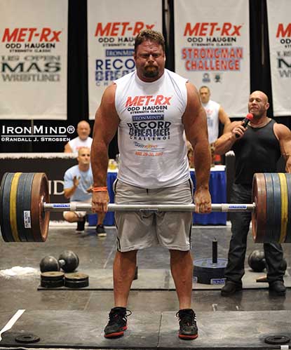Want to see how close Mike Burke came to locking out his 235-kg Apollon’s Axle Double Overhand deadlift?  IronMind® | Randall J. Strossen photo.