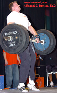 Dave Ostlund works some two-meter magic on an IronMind® Apollon's Axle™ fitted with tires at the 2005 FitExpo. Ostlund went on to qualify for the 2005 World's Strongest Man contest, where he made the finals and placed ninth overall. IronMind® | Randall J. Strossen, Ph.D. photo.