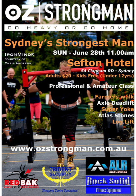 Sydney’s Strongest Man contest will be held on June 28.  IronMind® | Artwork courtesy of Chris Andrews.