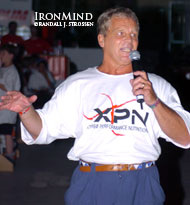 Paul Ohl, a leading strength historian, introduces the backlift at the 2004 World Muscle Power Championships (Dolbeau-Mistassini, Quebec). IronMind® | Randall J. Strossen, Ph.D. photo.