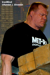 Phil Pfister, shown at the 2006 Arnold, is considered a favorite for a top place at this year's MET-Rx World's Strongest Man contest, and this weekend he has a chance to qualify for that premier strongman contest. IronMind® | Randall J. Strossen, Ph.D. photo.