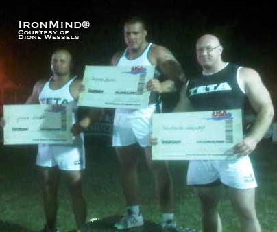 Here’s the podium from the 2010 Amateur Polish Strongman Championships.  IronMind® | Photo courtesy of Dione Wessels.