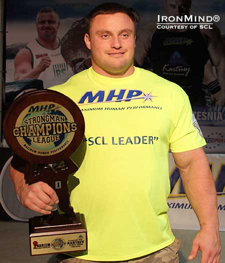Krzysztof Radzikowski won the 2013 MHP Strongman Champions League competition in Kartuzy, Poland yesterday and is the series leader.  IronMind® | Photo courtesy of SCL
