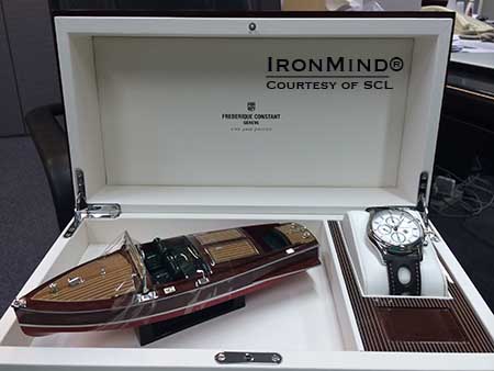 This commemorative watch is part of the prize package on the second day of competition at the second day of competition in Brazil.  IronMind® | Image courtesy of SCL