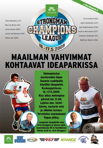Finland, with its tradition of holding top strongman contests, is ready to host the Strongman Champions League in Ideapark on May 16 - 17. IronMind® | Artwork courtesy of Ilkka Kinnunen/Strongman Champions League.