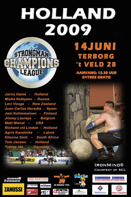 Strongman Champions League is coming to Terborg, Holland this next weekend.  IronMind® | Artwork courtesy of Strongman Champions League (SCL).