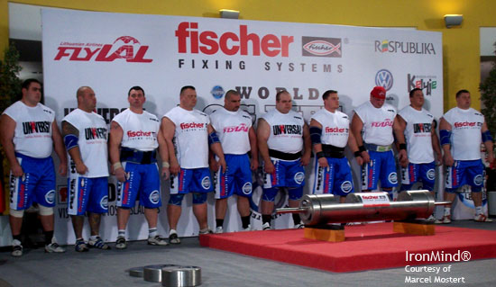 The Strongman Champions League gave strongman a new twist this past weekend with the live broadcast of its World Log Lift Championships. Here's the lineup of competitors. IronMind® | Photo courtesy of Marcel Mostert. The Strongman Champions League gave strongman a new twist this past weekend with the live broadcast of its World Log Lift Championships. Here's the lineup of competitors. IronMind® | Photo courtesy of Marcel Mostert.