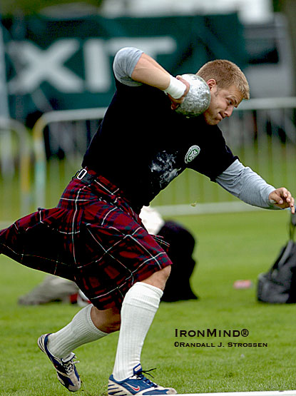 England’s Scott Rider has quite a resume - in addition to being a former Olympic bobsleigh competitor and a Commonwealth Games shot putter, Rider won the 2007 Royal Braemar Highland Gathering Heavyweight title.  IronMind® | Randall J. Strossen photo.