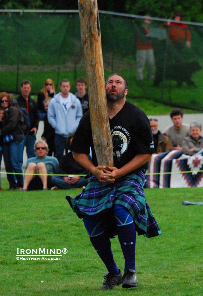 Sean Betz didn’t win the caber, but he won just about everything else, including the overall title, at the 146th Victoria Highland Games.  IronMind® | Heather Ancelet photo.