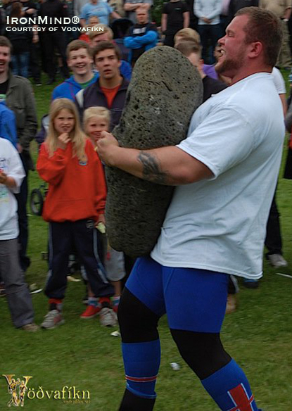 Stefán Sölvi Petursson on the Stone Carry on his way to winning the 2010 Iceland’s Strongest Man contest.  IronMind® | Photo courtesy of Vodvafikn.
