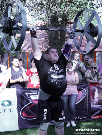 zabo Zolt was the big winner at the 2011 Hungarian Strongest Man contest, where he won most of the events—including the Apollon’s Wheels.  IronMind® | Courtesy of Adam Daruzs.