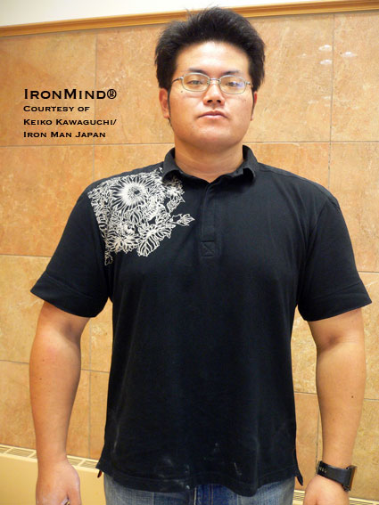 Taichi Morodomi - the latest man to officially certify on the No. 3 Captains of Crush® Gripper, the universal benchmark of world-class grip strength.  IronMind® | Photo courtesy of Keiko Kawaguchi/Iron Man Japan.