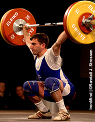 Arsen Tamrazyan (Armenia) snatched this 110 kg in the men's 56-kg class last night at the European Weightlifting Championships, but the only problem was that he had already taken three attempts. IronMind® | Randall J. Strossen, Ph.D. photo.