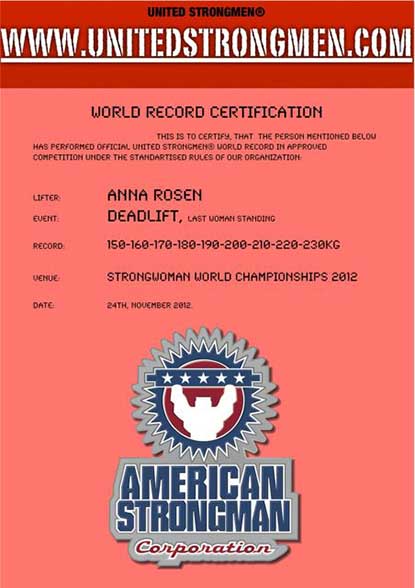 US is retroactively recognizing world records from its 2012 Women’s World Championships, with Anna Rosen being the first recipient.  IronMind® | Image courtesy of US.