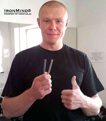 Vadim Leles has made history as the first man from Belarus to certify on the IronMind Red Nail.  IronMind® | Photo courtesy of Vadim Leles.