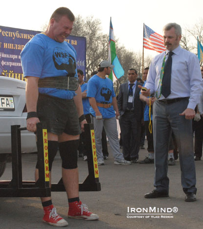 Vladislav Redkin (right) will be promoting the traditional Highland Games as well as strongman in Belarus and Latvia, according to an agreement he as reached with the IHGF.  IronMind® | Courtesy of Vlad Redkin.