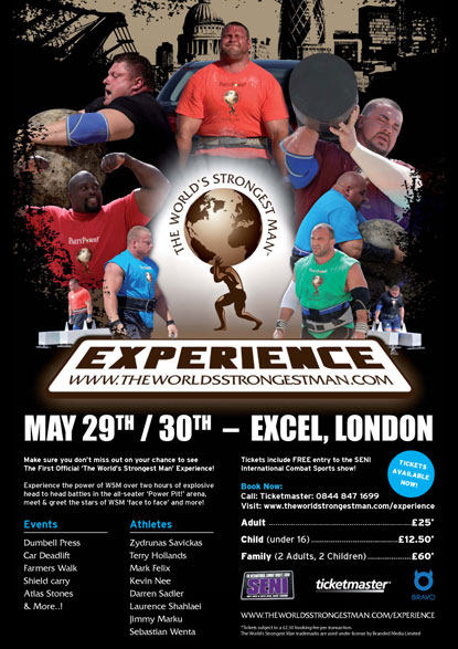 The World’s Strongest Man Experience: Opening in London, May 29-30.  IronMind® | Artwork courtesy of Branded Media/IMG.