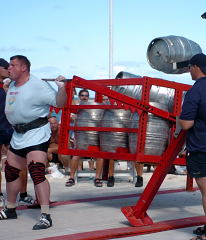 Zydrunas Savickas blasts up the barrels in the squat. IronMind® | Randall J. Strossen, Ph.D. photo.