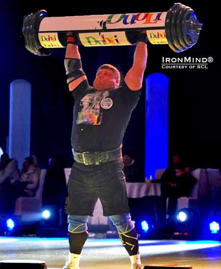 Zydrunas Savickas’s world record 215-kg (small) log lift.  IronMind® | Courtesy of SCL.