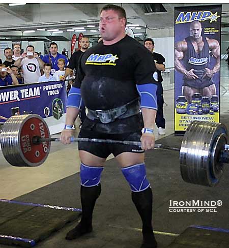 In a field of supercharged deadlifting, Zydrunas Savickas won the event with a 425-kg pull.  IronMind® | Courtesy of SCL.