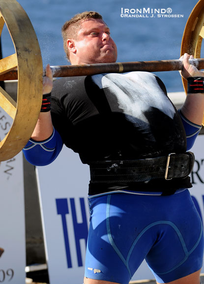 Lithuanian strongman Zydrunas Savickas, the 2009 World’s Strongest Man winner, is expected to be the man to beat again in the 2010 edition of World’s Strongest Man contest.  IronMind® | ©Randall J. Strossen.