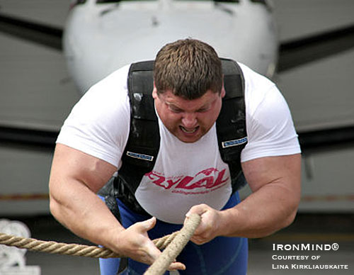 He’s just plane strong: Zydrunas Savickas, widely considered the strongest man on the strongman circuit and often spoken of when people discuss the strongest men in the world, ever, has been invited to the 2009 World’s Strongest Man contest.  IronMind® | Photo courtesy of Lina Kirkliauskaite
