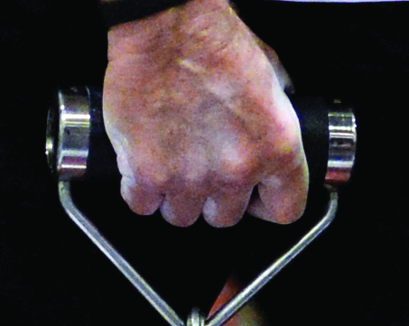 Pinching - the thumb provides the power, as when pinch gripping plates