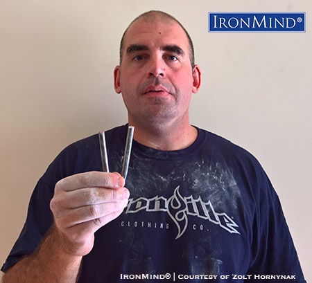 zsolt hornyak IronMind Red Nail Zsolt Hornyak, a 38-year old systems administrator who lives in Budapest, Hungary, has just been certified on the IronMind Red Nail—a benchmark short steel bend. IronMind® | Image courtesy of Zsolt Hornyak