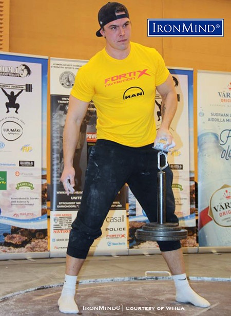 Juha Lehtimäki with IronMind Hub WHEA Finnish Nationals Grip strength competitor Juha Lehtimäki hoists the IronMind Hub at WHEA Finnish Grip Nationals. IronMind® | Courtesy of WHEA
