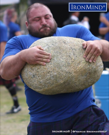 Dennis Kohlruss (Germany) successfully defended his IHGF Stones of Strength World Championships in Vinstra, Norway. IronMind® | ©Francis Brebner/IHGF