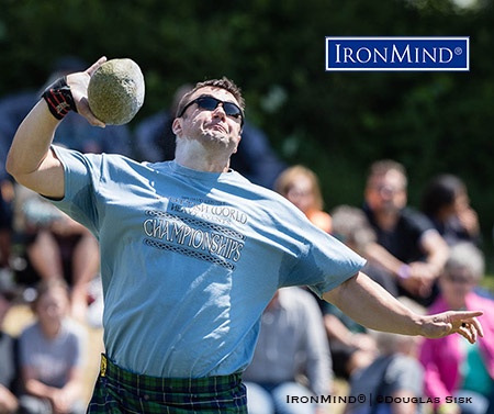 Chuck Kasson on the light stone at the 2018 Webster Worlds, where Kasson was crowned the Highland Games Heavy Events world champion. IronMind® | Douglas Sisk photo