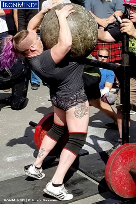 liefia ingalls 332 lb atlas stone Strongwoman competitor Liefia Ingalls’ winning performance in the women’s category at the 2018 California’s Strongest Man contest included lifting a world record 332-lb. Atlas Stone. IronMind® | Photo courtesy of Scott Brengel