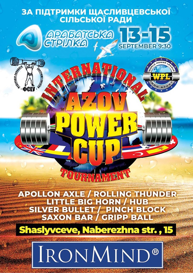 Azov Power Cup 2019 The 2019 Azov Power Cup will feature a grip strength competition that includes such classics as the Apollon’s Axle, Rolling Thunder and CoC (Captains of Crush) Silver Bullet Hold. IronMind® | Courtesy of WPL/Power Extreme - Ukraine