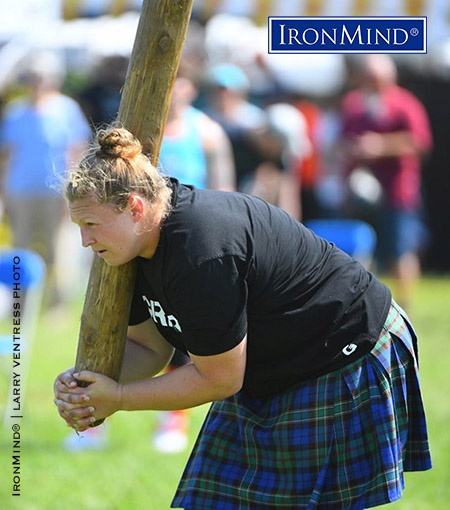 Megan McKee IHGF Worlds 2019 Megan McKee overtook Elissa Hapner on the final event—the caber—to win the the 2019 IHGF Pro Women’s Highland Games at Scotfest in Broken Arrow, Oklahoma. IronMind® | Photo courtesy of Larry Ventress