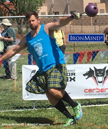 Sean Burn Rio Grande Highland Games Sean Burns on his way to victory in the Men’s A group at the 2019 Rio Grande Valley Celtic Festival and Highland Games. IronMind® | ©IHGF photo