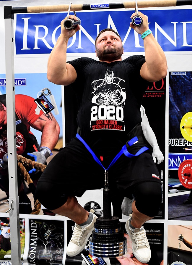 Just as last year, Alexey Tyukalov broke the Rolling Thunder Pull-up world record not once, but twice at the 2020 Los Angeles FitExpo. IronMind® | ©Randall J. Strossen photo