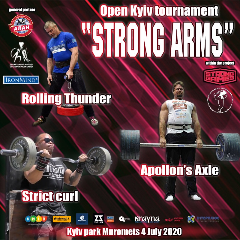 Strong Arms - Kiev The Strong Arms competition, featuring the Rolling Thunder and the Apollon’s Axle, will be part of the Summer Sports Festival in Kiev, Ukraine. IronMind® | Courtesy of Strongman Federation of Ukraine