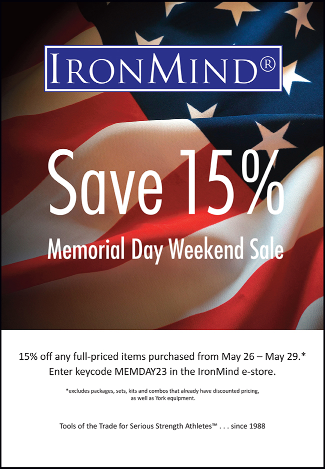Memorial Day Sale: Save 15% at IronMind!