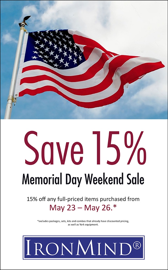 Save 15% on legendary IronMind equipment: Tools of the Trade for Serious Strength Athletes™ since 1988. Made in the USA, always. Home of Captains of Crush® grippers and many other strength-world icons. ©IronMind Enterrprises, Inc.