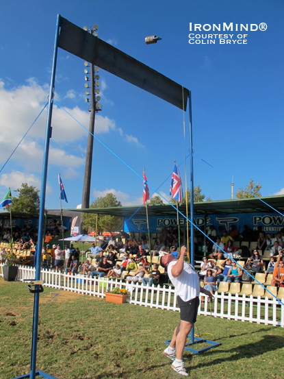 Mikhail “Misha” Koklyaev wins the weight for height at the Giants Live World’s Strongest Man Qualifier in South Africa.  IronMind® | Photo courtesy of Colin Bryce.