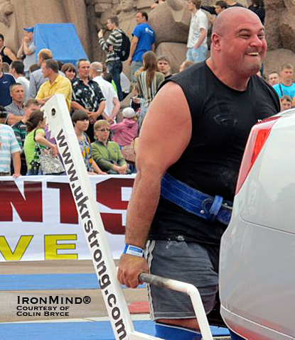Derek Poundstone (above) and Laurence Shahlaei (below) battled it out at Giants Live–Kiev, with the title coming down the the final event.  Both Poundstone and Shahlaei have qualified for World's Strongest Man 2010.  IronMind® | Photo courtesy of Colin Bryce.